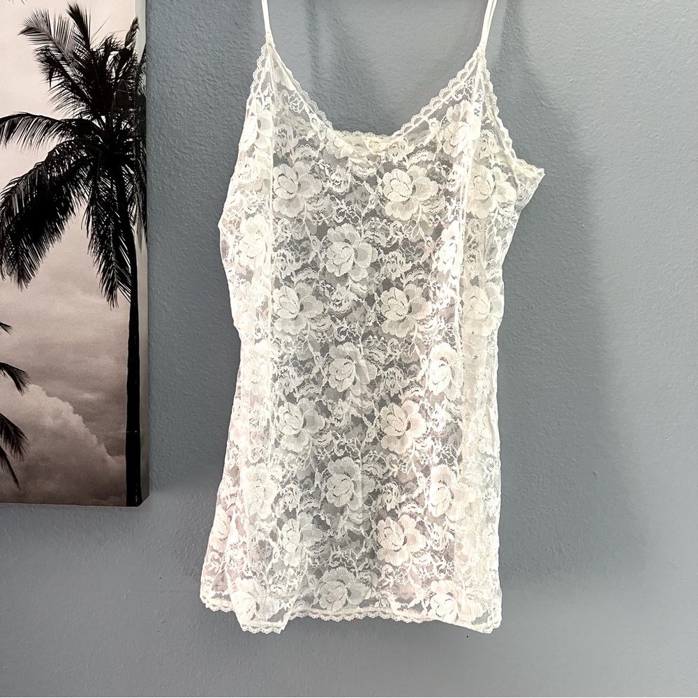 White Lacy Floral Tank Top